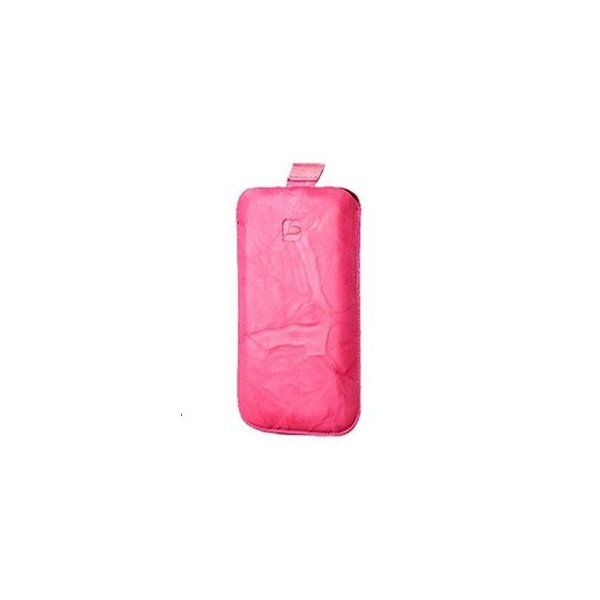 CUSTODIA IN VERA PELLE A SACCHETTO INDIGO CASE MISURA MEDIUM APPLE IPHONE 3GS, IPHONE 4s E MODELLI SIMILARI COLORE ROSA