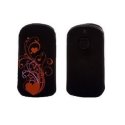 CUSTODIA A SACCHETTO IN TESSUTO per APPLE IPHONE 4, 4s E MODELLI SIMILARI FANTASIA FLEX COLORE NERO CON CUORI E FIORI ROSSI