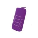 CUSTODIA A SACCHETTO IN TESSUTO per APPLE IPHONE 4, 4S E MODELLI SIMILARI FANTASIA WAVE COLORE VIOLA