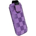 CUSTODIA A SACCHETTO IN TESSUTO per HTC HD2 E MODELLI SIMILARI FANTASIA MOTO COLORE VIOLA