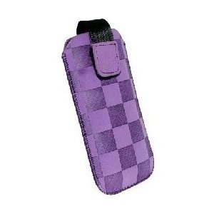 CUSTODIA A SACCHETTO IN TESSUTO per HTC HD2 E MODELLI SIMILARI FANTASIA MOTO COLORE VIOLA