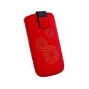 CUSTODIA A SACCHETTO IN TESSUTO per APPLE IPHONE 4, 4s E MODELLI SIMILARI FANTASIA SPIRALE COLORE ROSSO