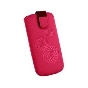 CUSTODIA A SACCHETTO IN TESSUTO per APPLE IPHONE 4, 4s E MODELLI SIMILARI FANTASIA SPIRALE COLORE ROSA