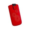 CUSTODIA A SACCHETTO IN TESSUTO per SAMSUNG I9100 GALAXY S2, I9105 S2 PLUS E MODELLI SIMILARI FANTASIA SPIRALE ROSSO