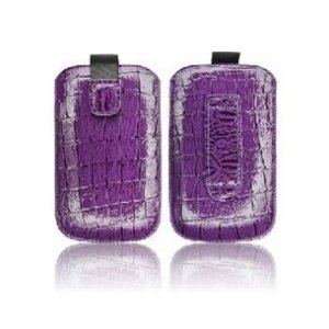 CUSTODIA A SACCHETTO per APPLE IPHONE 4, 4s E MODELLI SIMILARI EFFETTO COCCODRILLO COLORE VIOLA