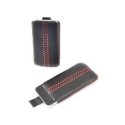 CUSTODIA A SACCHETTO IN PVC per APPLE IPHONE 3G, 3GS, 4, 4S E MODELLI SIMILARI COLORE NERO CON FANTASIA ROSSA