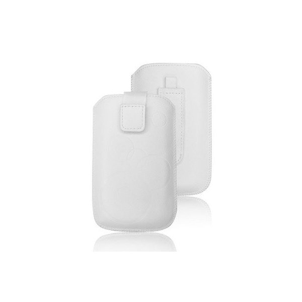 CUSTODIA A SACCHETTO IN TESSUTO per APPLE IPHONE 5, 5c, 5s COLORE BIANCO FANTASIA CERCHI