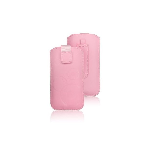 CUSTODIA A SACCHETTO IN TESSUTO per APPLE IPHONE 5, 5c, 5s COLORE ROSA FANTASIA CERCHI