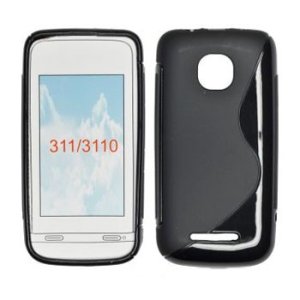 CUSTODIA GEL TPU SILICONE DOUBLE per NOKIA ASHA 311 COLORE NERO