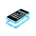 CUSTODIA GEL TPU SILICONE BUMPER per APPLE IPHONE 4G COLORE AZZURRO CON TASTI METALLIZZATI