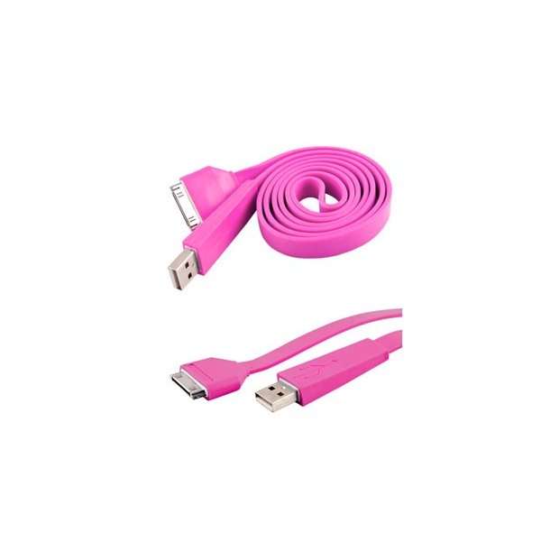 CAVO USB 30 PIN PIATTO PER DISPOSITIVI APPLE - CARICA E SINCRONIZZAZIONE COLORE ROSA