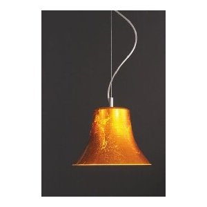 LAMPADARIO SOSPESO CROMO E27 VASO ARANCIO D25 SERIE DEMETRA "MADE IN ITALY"