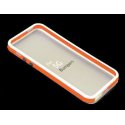 CUSTODIA GEL TPU SILICONE BUMPER per APPLE IPHONE 5, 5S COLORE BIANCO-ARANCIONE-BIANCO