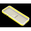 CUSTODIA GEL TPU SILICONE BUMPER per APPLE IPHONE 5, 5S COLORE BIANCO-GIALLO-BIANCO