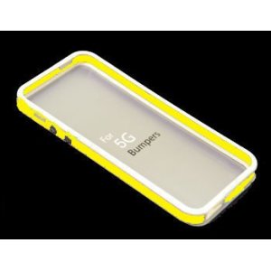 CUSTODIA GEL TPU SILICONE BUMPER per APPLE IPHONE 5, 5S COLORE BIANCO-GIALLO-BIANCO