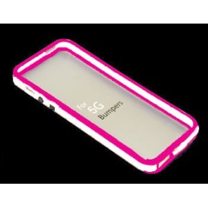 CUSTODIA GEL TPU SILICONE BUMPER per APPLE IPHONE 5, 5S COLORE ROSA-BIANCO-ROSA