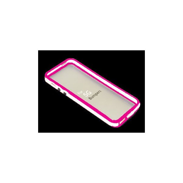 CUSTODIA GEL TPU SILICONE BUMPER per APPLE IPHONE 5, 5S COLORE ROSA-BIANCO-ROSA