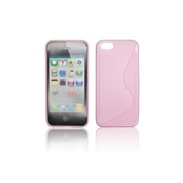 CUSTODIA GEL TPU SILICONE DOUBLE per APPLE IPHONE SE, IPHONE 5S, IPHONE 5 COLORE ROSA LIGHT