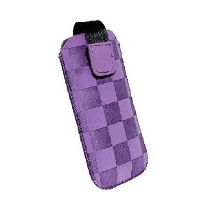 CUSTODIA A SACCHETTO IN TESSUTO ECO NABUK per APPLE IPHONE 5, 5c, 5s COLORE VIOLA FANTASIA MOTO