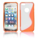 CUSTODIA GEL TPU SILICONE DOUBLE per APPLE IPHONE SE, IPHONE 5S, IPHONE 5 COLORE ARANCIONE-TRASPARENTE