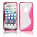 CUSTODIA GEL TPU SILICONE DOUBLE per APPLE IPHONE SE, IPHONE 5S, IPHONE 5 COLORE ROSA-TRASPARENTE