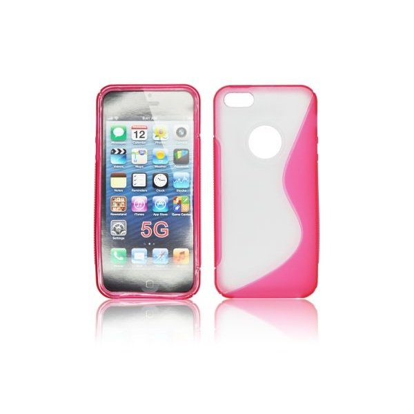 CUSTODIA GEL TPU SILICONE DOUBLE per APPLE IPHONE SE, IPHONE 5S, IPHONE 5 COLORE ROSA-TRASPARENTE