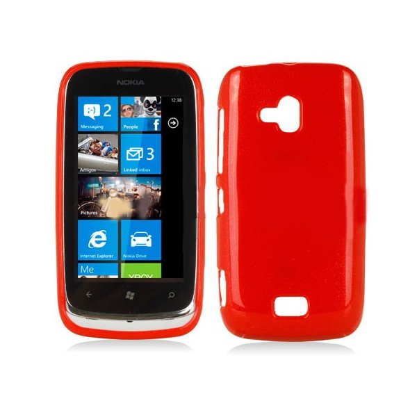 CUSTODIA GEL TPU SILICONE LUCIDA NOKIA 610 LUMIA COLORE ROSSO