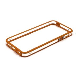 CUSTODIA GEL TPU SILICONE BUMPER per APPLE IPHONE 5, 5S COLORE ARANCIONE-TRASPARENTE-ARANCIONE