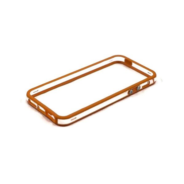 CUSTODIA GEL TPU SILICONE BUMPER per APPLE IPHONE 5, 5S COLORE ARANCIONE-TRASPARENTE-ARANCIONE