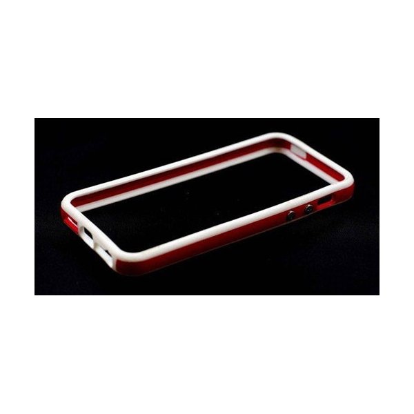 CUSTODIA GEL TPU SILICONE BUMPER per APPLE IPHONE 5, 5S COLORE BIANCO-ROSSO-BIANCO