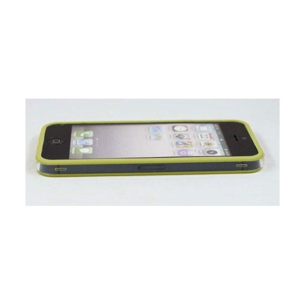 CUSTODIA GEL TPU SILICONE BUMPER per APPLE IPHONE 5, 5S COLORE GIALLO-TRASPARENTE-GIALLO