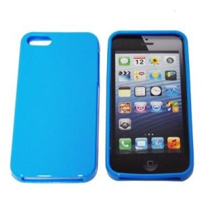 CUSTODIA GEL TPU SILICONE SEMI-RIGIDA per APPLE IPHONE 5, 5S COLORE AZZURRO