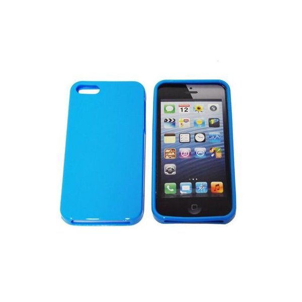 CUSTODIA GEL TPU SILICONE SEMI-RIGIDA per APPLE IPHONE 5, 5S COLORE AZZURRO