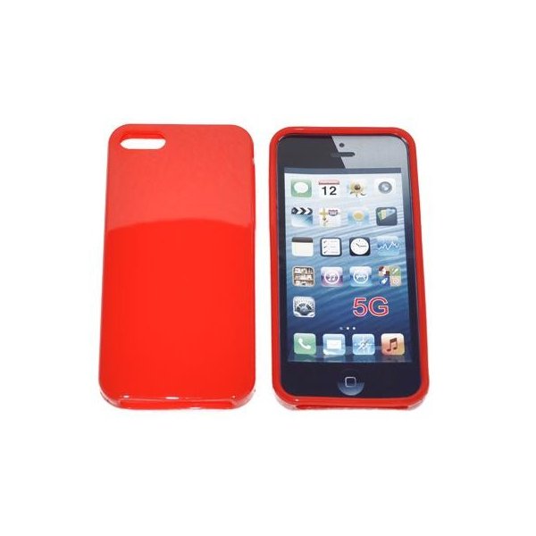 CUSTODIA GEL TPU SILICONE SEMI-RIGIDA per APPLE IPHONE 5, 5S COLORE ROSSO