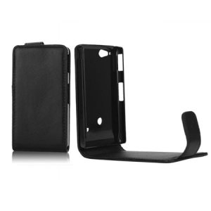 CUSTODIA FLIP VERTICALE PELLE per SONY ST27I XPERIA GO COLORE NERO