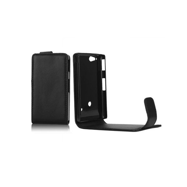 CUSTODIA FLIP VERTICALE PELLE per SONY ST27I XPERIA GO COLORE NERO