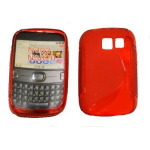 CUSTODIA GEL TPU SILICONE DOUBLE per NOKIA ASHA 302 COLORE ROSSO