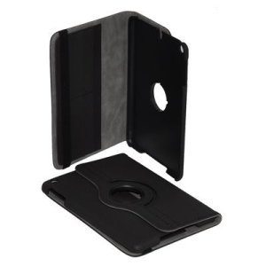 CUSTODIA BOOK PELLE GIREVOLE per APPLE IPAD MINI 3, IPAD MINI 2, IPAD MINI CON STAND E PORTA CARTE COLORE NERO