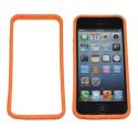 CUSTODIA per APPLE IPHONE SE, IPHONE 5S, IPHONE 5 IN GEL TPU SILICONE BUMPER COLORE ARANCIONE CON TASTI METALLIZZATI