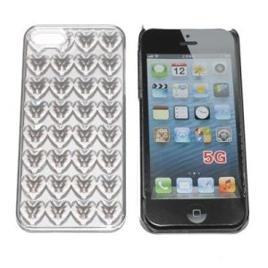 CUSTODIA per APPLE IPHONE SE, IPHONE 5S, IPHONE 5 - BACK RIGIDA TRASPARENTE CON CUORI IN RILIEVO