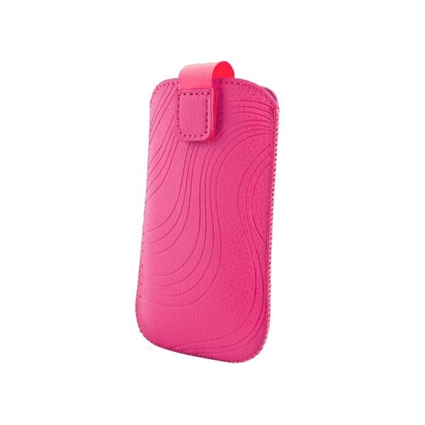 CUSTODIA A SACCHETTO IN TESSUTO per APPLE IPHONE 5, 5c, 5s CON PASSACINTURA COLORE ROSA FANTASIA SWING