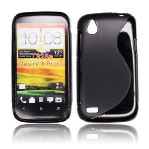 CUSTODIA GEL TPU SILICONE DOUBLE per HTC DESIRE X T328e COLORE NERO