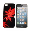 CUSTODIA per APPLE IPHONE SE, IPHONE 5S, IPHONE 5 - BACK RIGIDA FANTASIA FOGLIE ROSSE