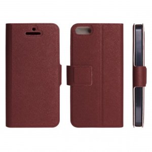 CUSTODIA FLIP ORIZZONTALE SLIM per APPLE IPHONE 5, 5S CON STAND E CHIUSURA MAGNETICA COLORE COLORE MARRONE