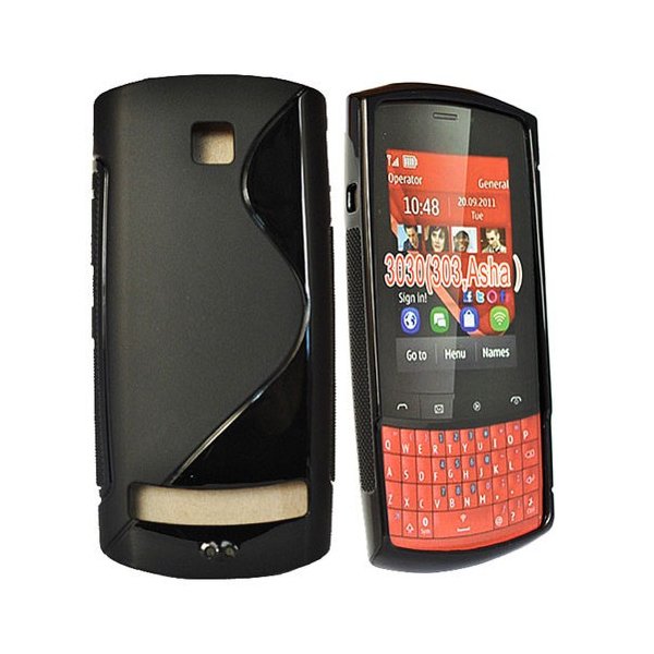 CUSTODIA GEL TPU SILICONE DOUBLE NOKIA ASHA 303 COLORE NERO