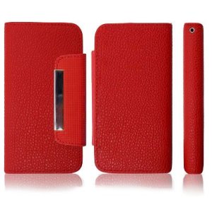 CUSTODIA BOOK FLIP WALLET per APPLE IPHONE 5, 5S COLORE ROSSO CON PORTA CARTE