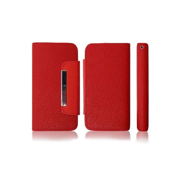 CUSTODIA BOOK FLIP WALLET per APPLE IPHONE 5, 5S COLORE ROSSO CON PORTA CARTE