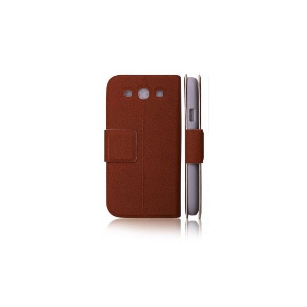 CUSTODIA FLIP ORIZZONTALE SLIM per SAMSUNG i9300 Galaxy S3, I9300i Galaxy S3 Neo CON STAND E CHIUSURA MAGNETICA COLORE MARRONE