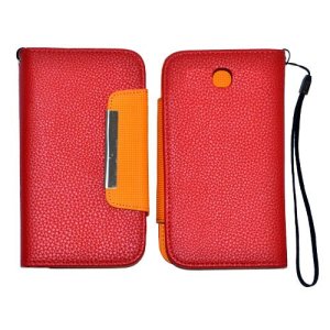 CUSTODIA ORIZZONTALE FLIP SAMSUNG I8160 Galaxy Ace 2 WALLET COLORE ROSSO/ARANCIONE