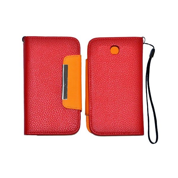 CUSTODIA ORIZZONTALE FLIP SAMSUNG I8160 Galaxy Ace 2 WALLET COLORE ROSSO/ARANCIONE